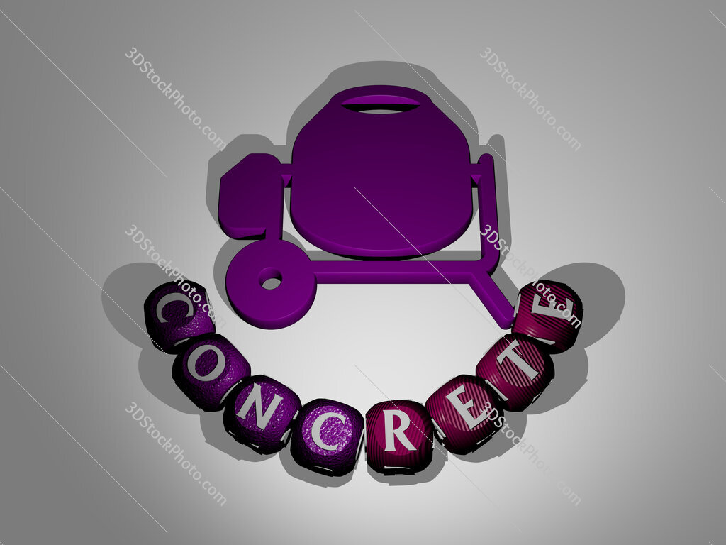 concrete text around the 3D icon