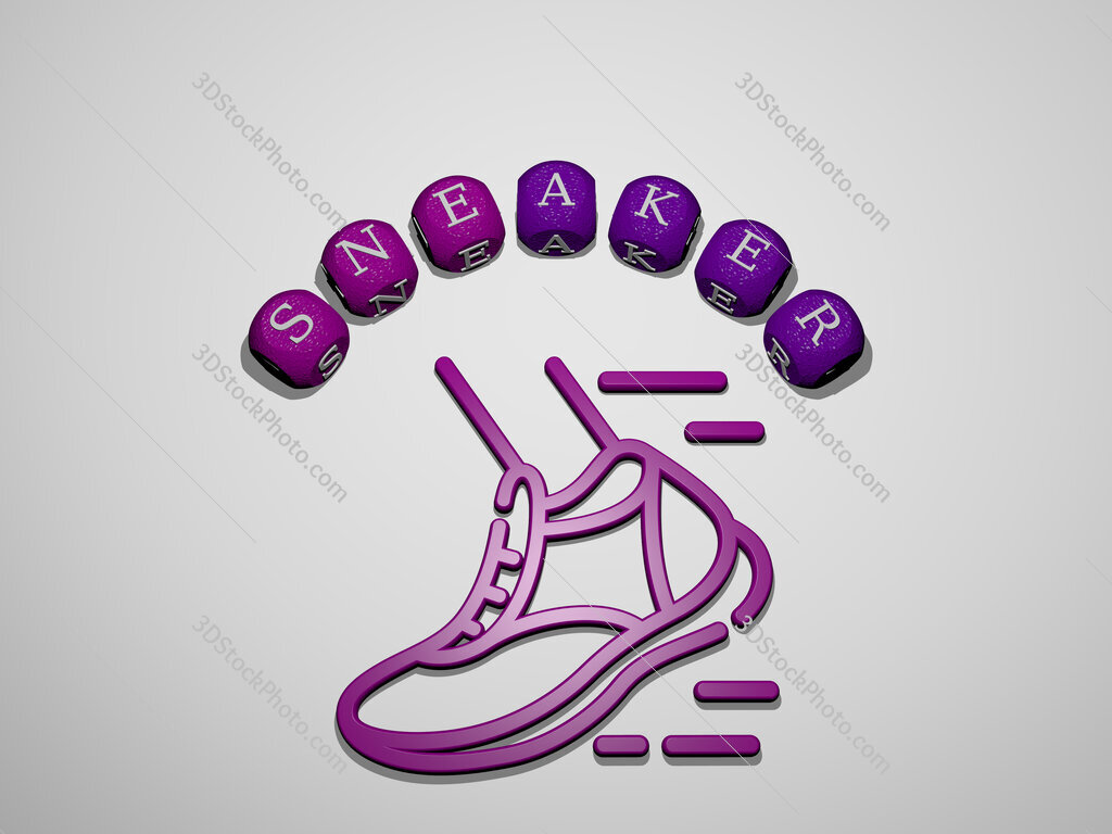 sneaker icon surrounded by the text of individual letters