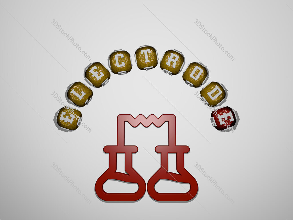 electrode icon surrounded by the text of individual letters