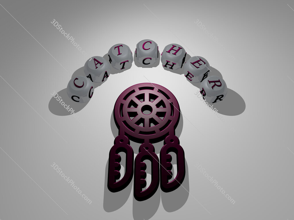 catcher circular text of separate letters around the 3D icon
