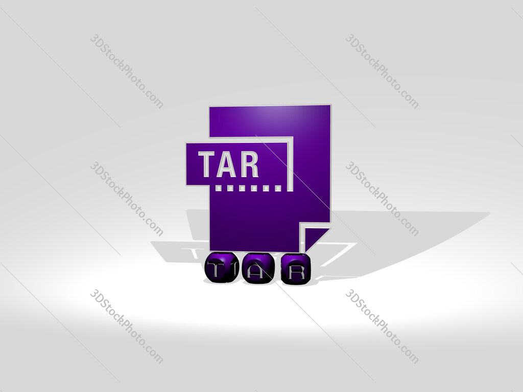 tar cubic letters with 3D icon on the top