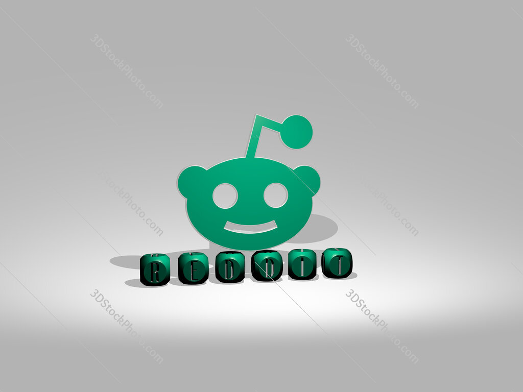 reddit cubic letters with 3D icon on the top