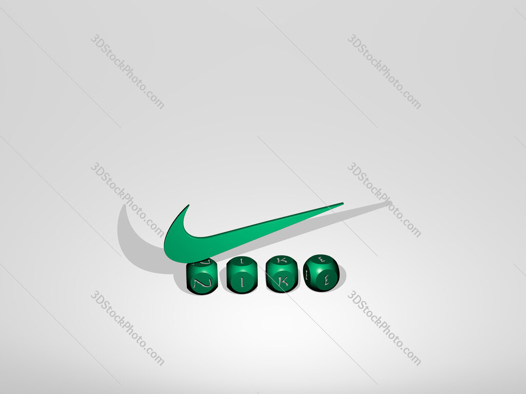 nike 3D icon over cubic letters