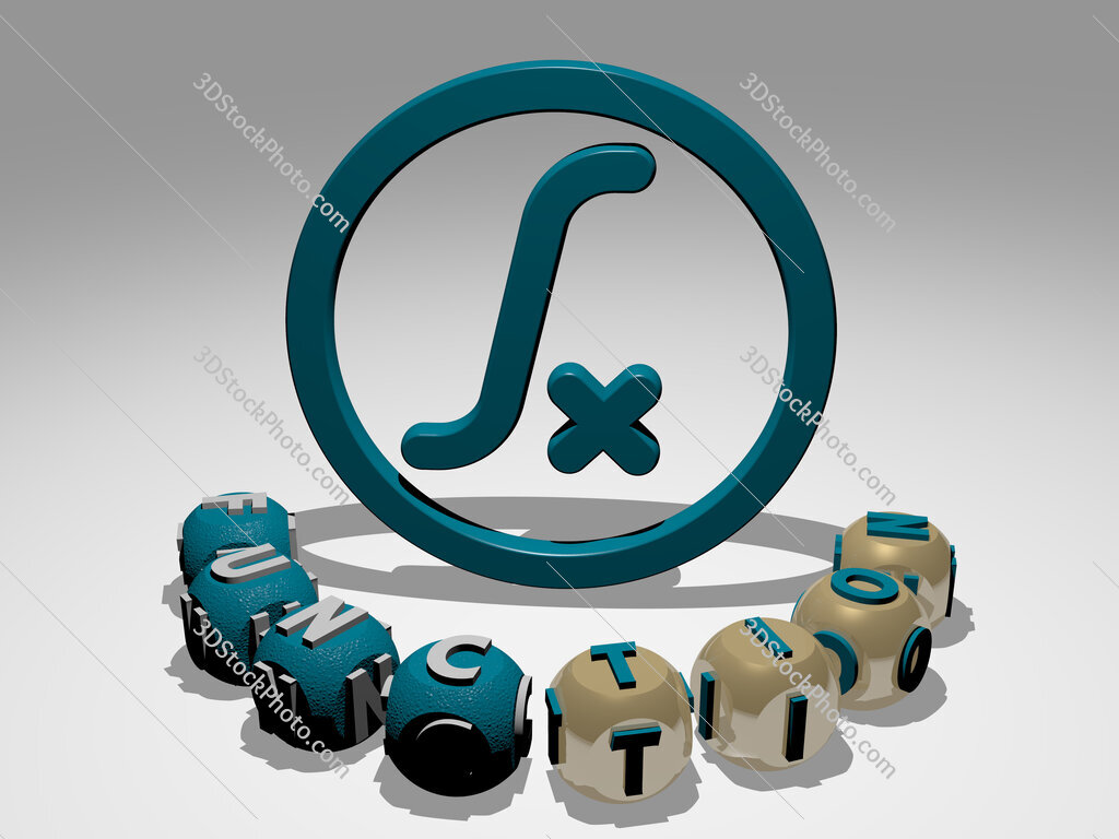 function round text of cubic letters around 3D icon