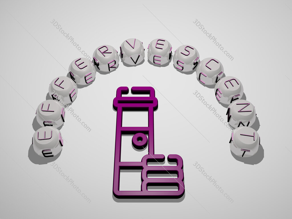 effervescent 3D icon surrounded by the text of cubic letters