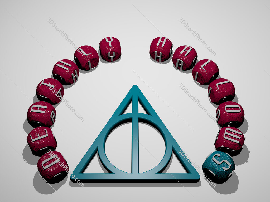 deathly-hallows icon surrounded by the text of individual letters