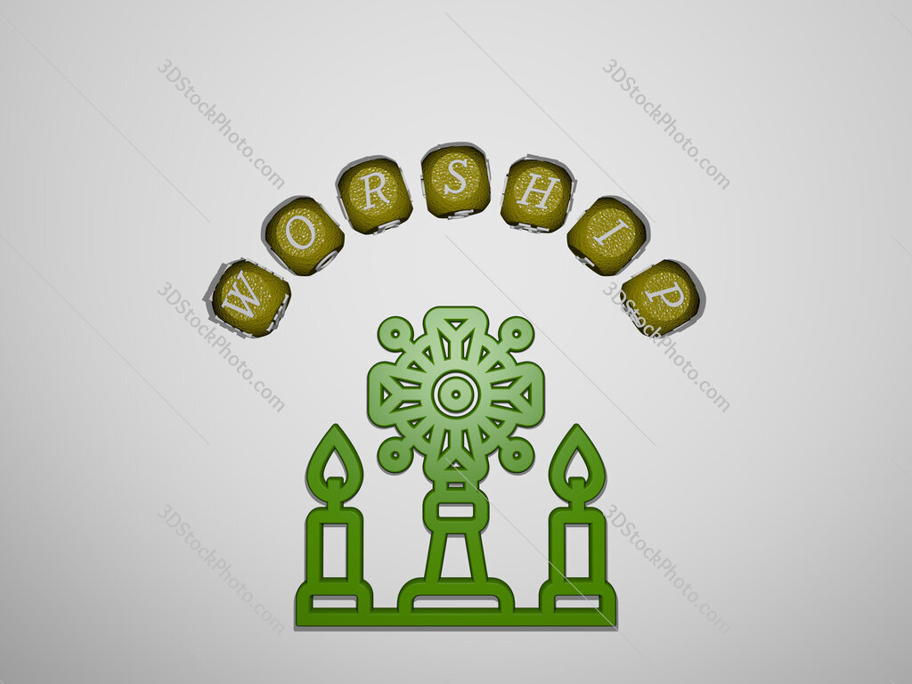 worship icon surrounded by the text of individual letters