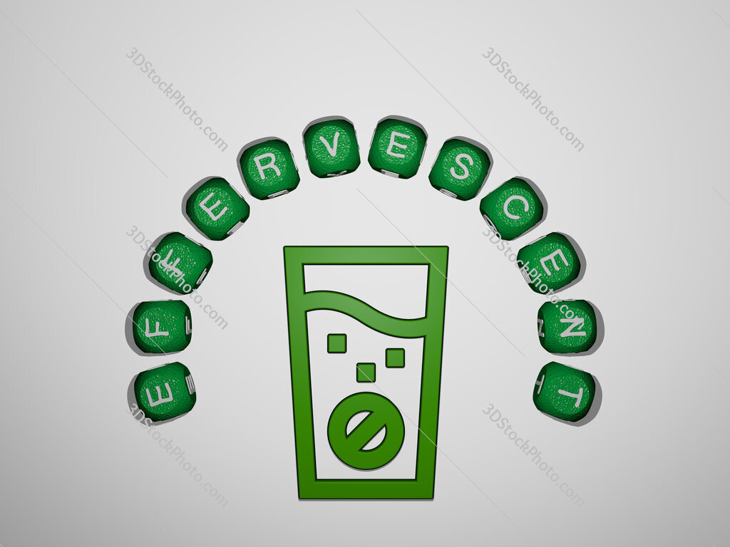 effervescent icon surrounded by the text of individual letters