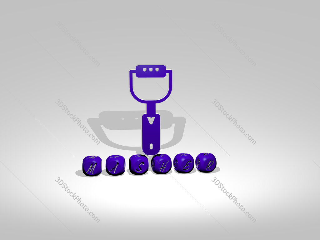 masher cubic letters with 3D icon on the top