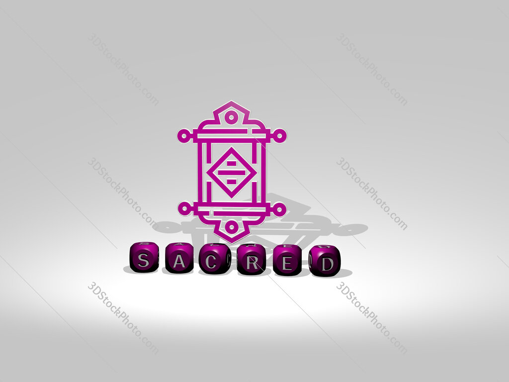 sacred cubic letters with 3D icon on the top