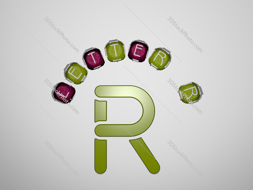 letter-r icon surrounded by the text of individual letters