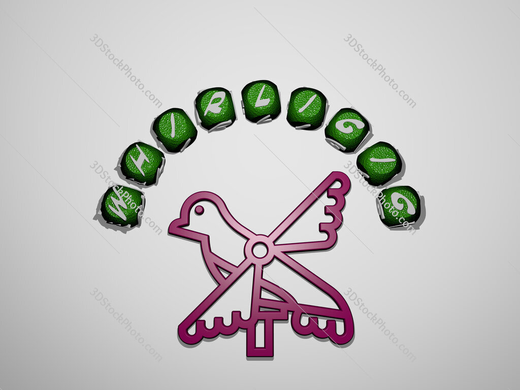 whirligig icon surrounded by the text of individual letters
