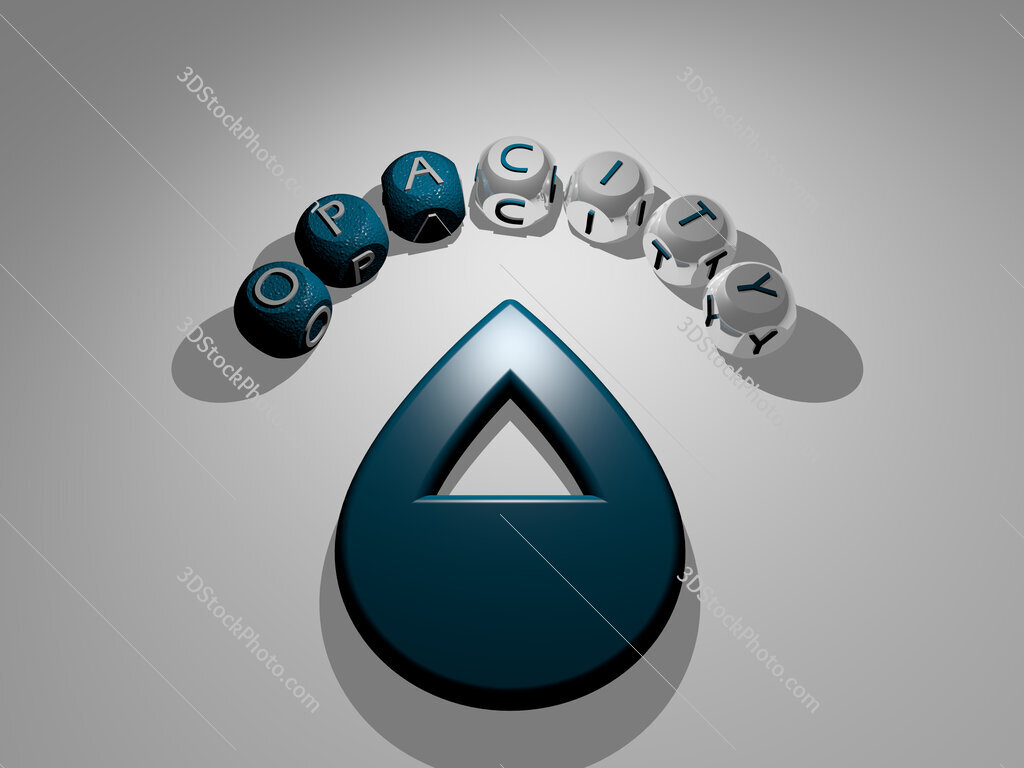 opacity circular text of separate letters around the 3D icon