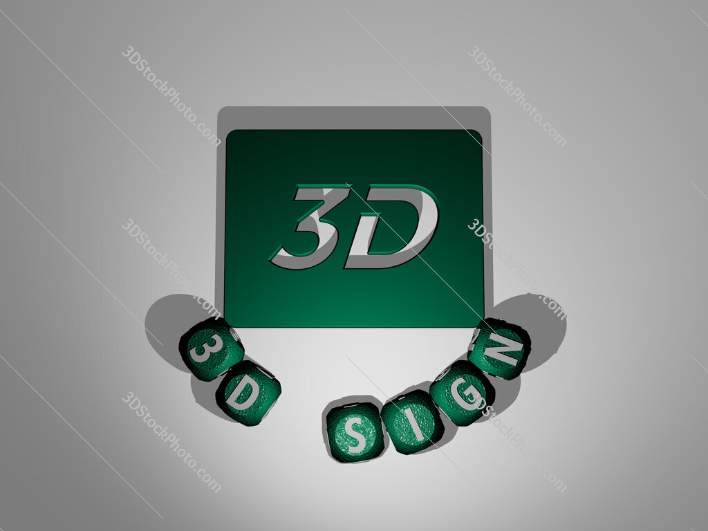3d-sign text around the 3D icon