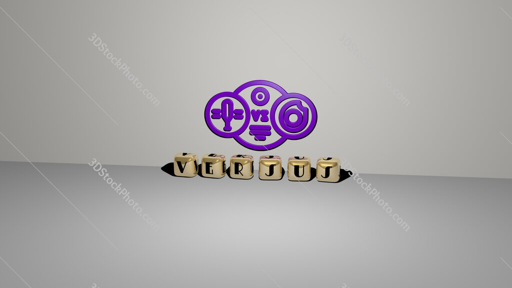 versus text of cubic dice letters on the floor and 3D icon on the wall