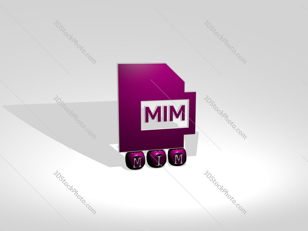 mim cubic letters with 3D icon on the top