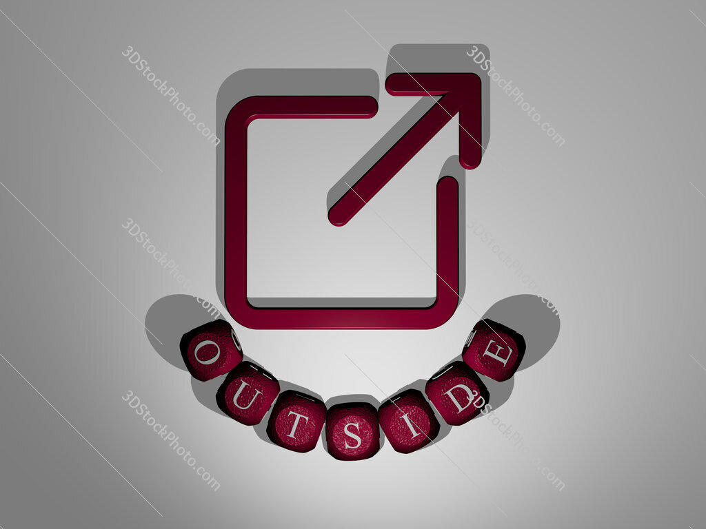 outside text around the 3D icon
