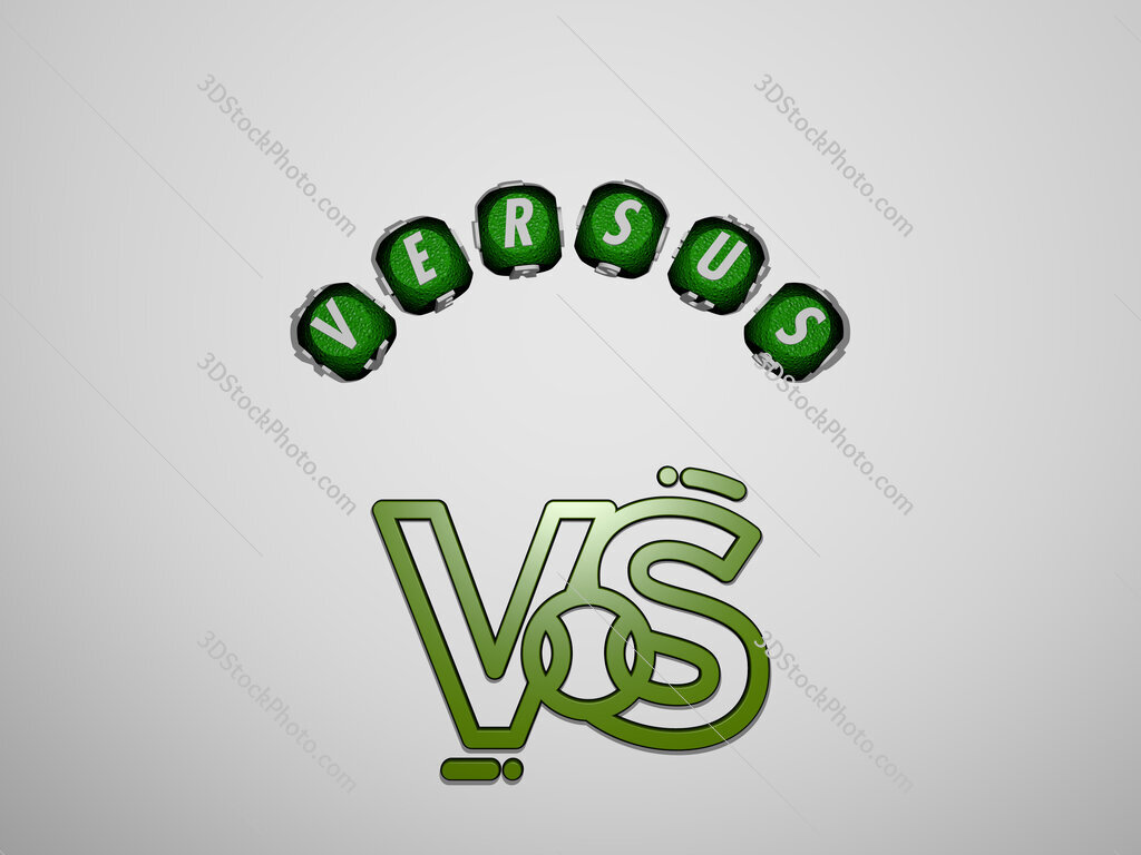 versus icon surrounded by the text of individual letters
