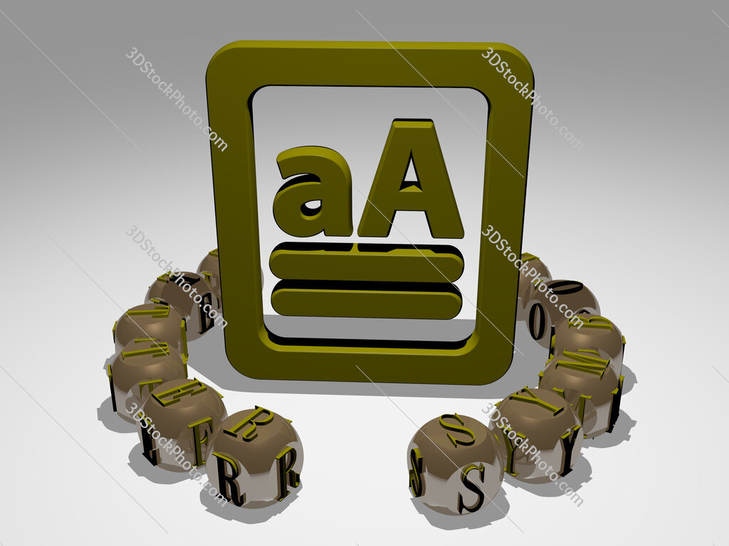 letter-symbol round text of cubic letters around 3D icon