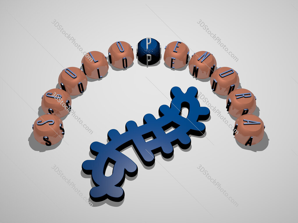 scolopendra 3D icon surrounded by the text of cubic letters