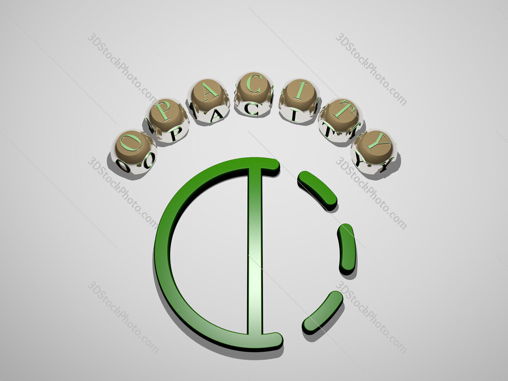 opacity 3D icon surrounded by the text of cubic letters