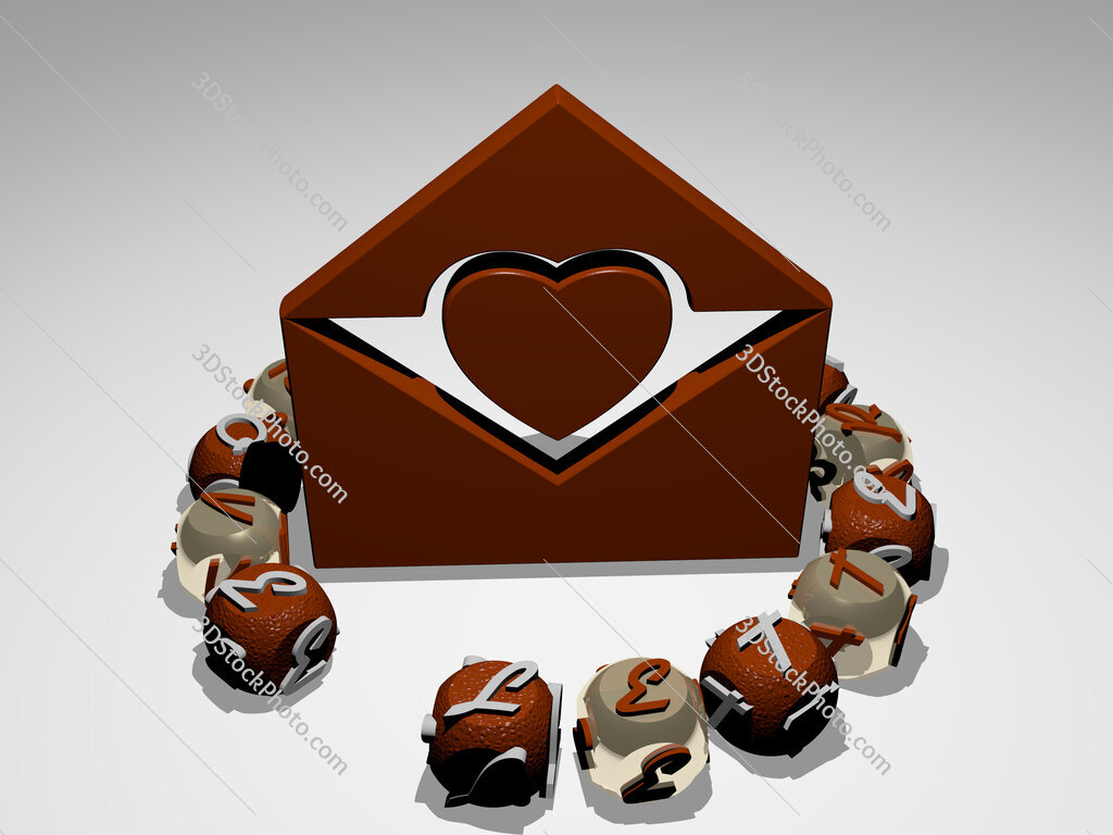 love-letters round text of cubic letters around 3D icon