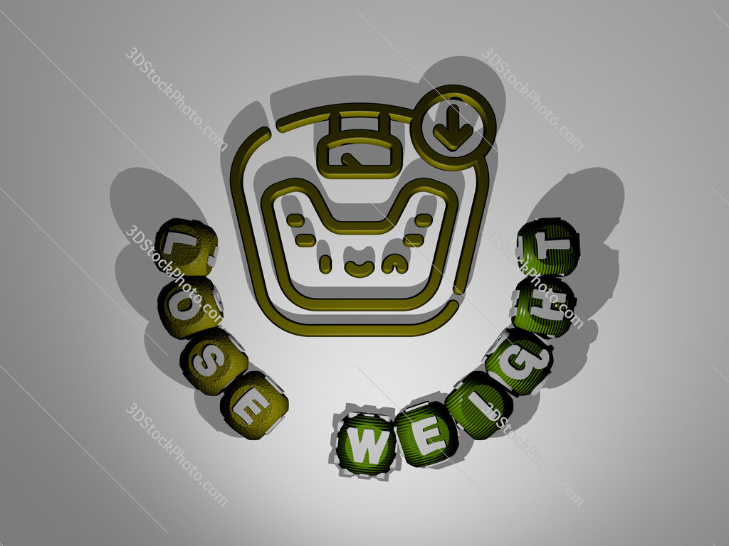 lose-weight text around the 3D icon