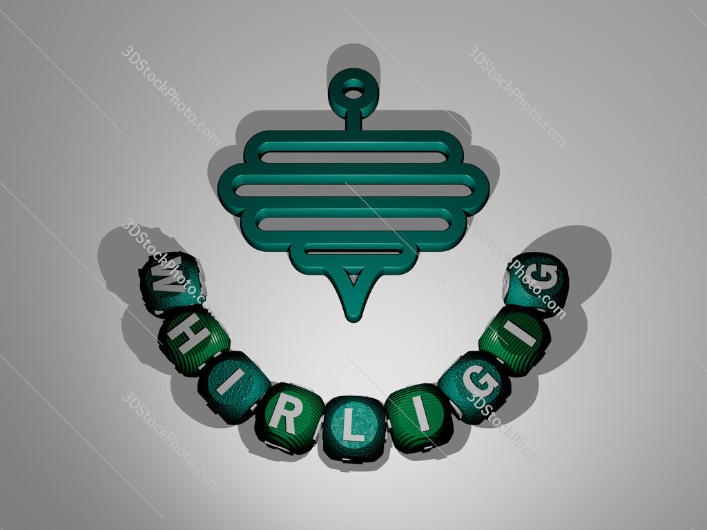 whirligig text around the 3D icon