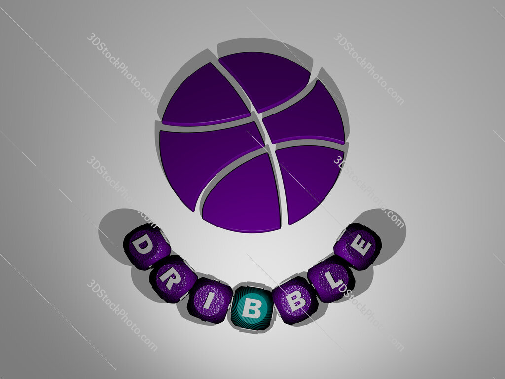 dribble text around the 3D icon