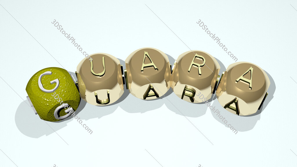 Guara text of dice letters with curvature