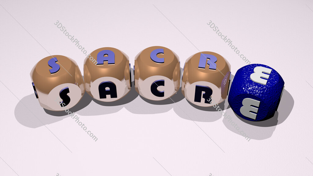 Sacre text of dice letters with curvature