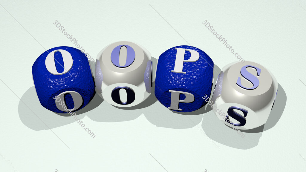 Oops text of dice letters with curvature