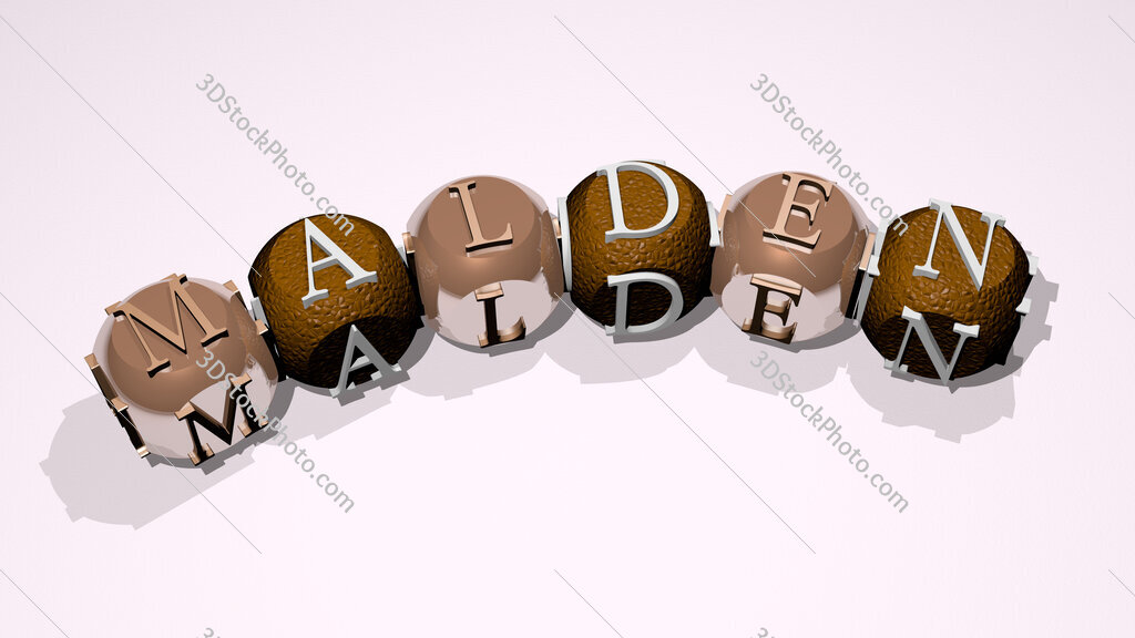 Malden text of dice letters with curvature