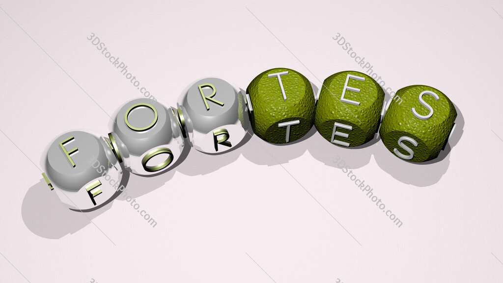 Fortes text of dice letters with curvature