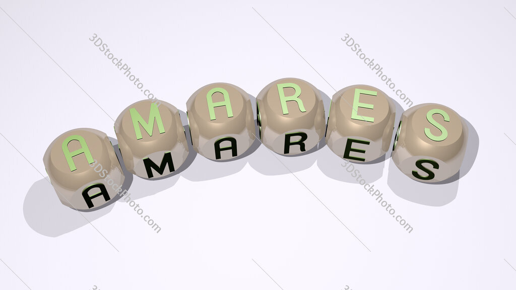 Amares text of dice letters with curvature