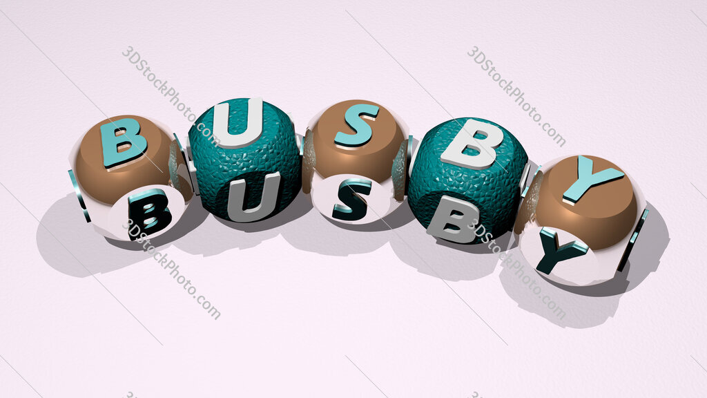 Busby text of dice letters with curvature