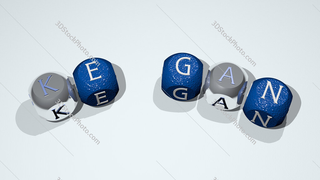 Ke Gan text of dice letters with curvature