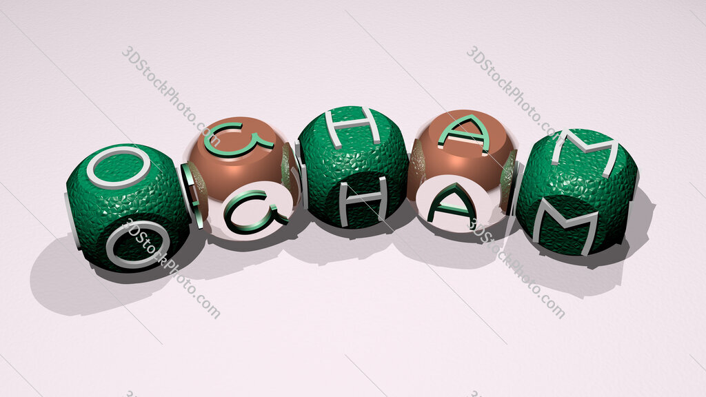 Ogham text of dice letters with curvature
