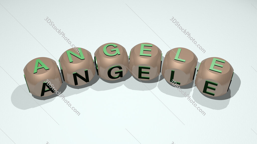 Angele text of dice letters with curvature