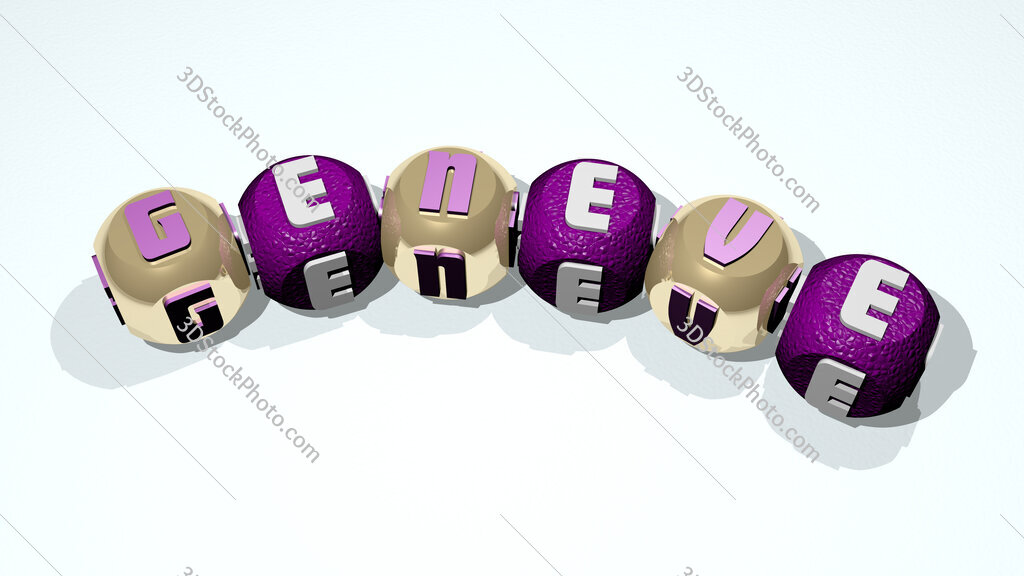 Geneve text of dice letters with curvature