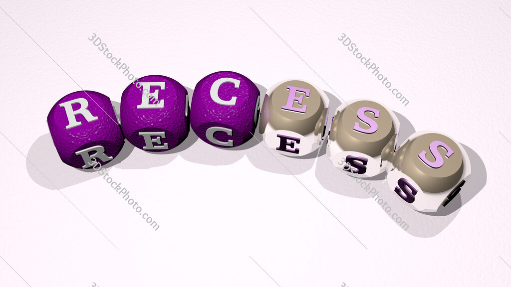 recess text of dice letters with curvature