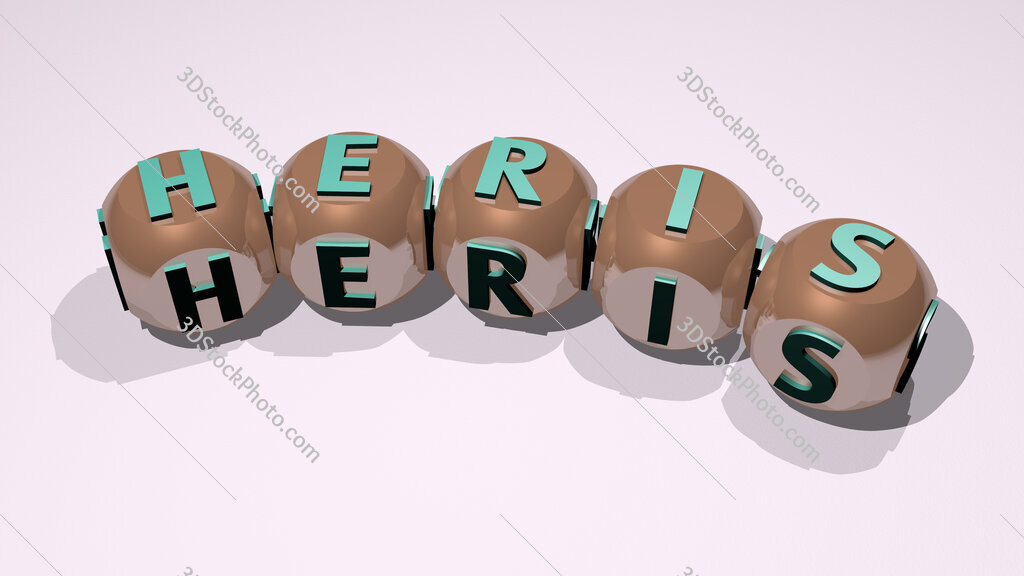 Heris text of dice letters with curvature
