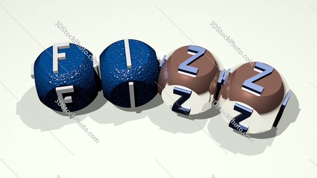 Fizz text of dice letters with curvature