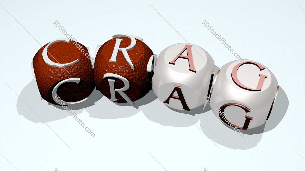 Crag text of dice letters with curvature