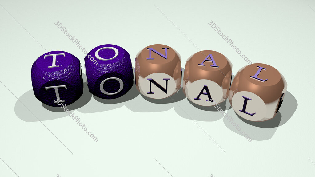 tonal text of dice letters with curvature