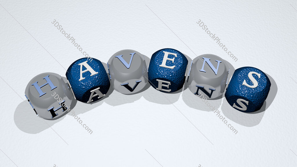 Havens text of dice letters with curvature