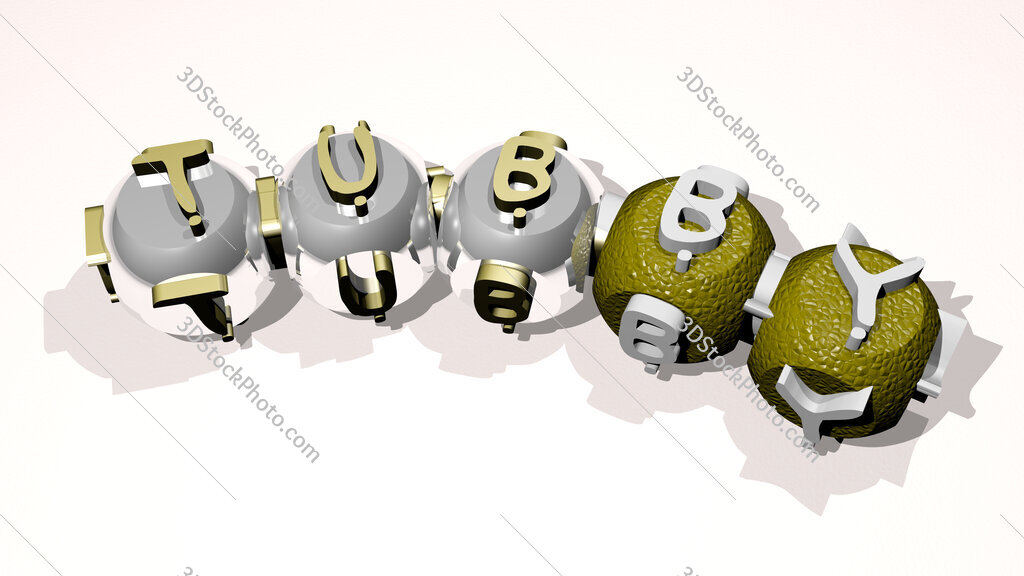 Tubby text of dice letters with curvature