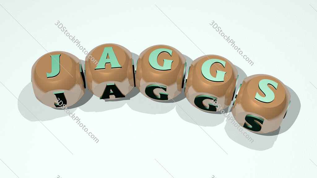 Jaggs text of dice letters with curvature