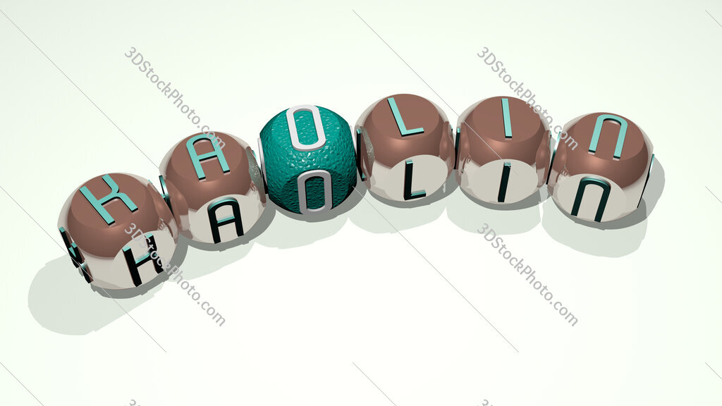 Kaolin text of dice letters with curvature