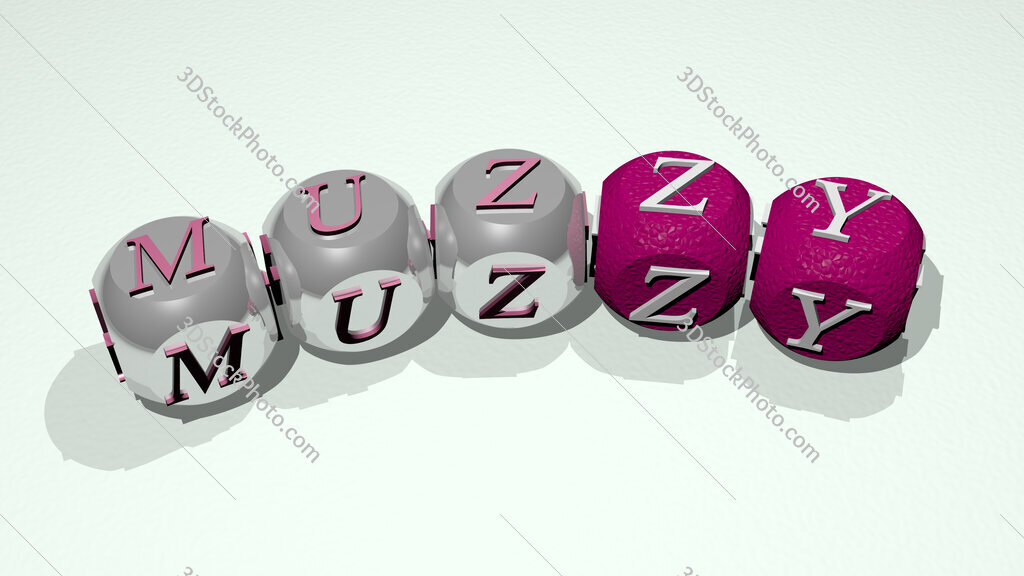 Muzzy text of dice letters with curvature